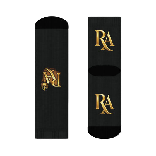 Luxury Lettered Socks with Gold 'RA' Monogram