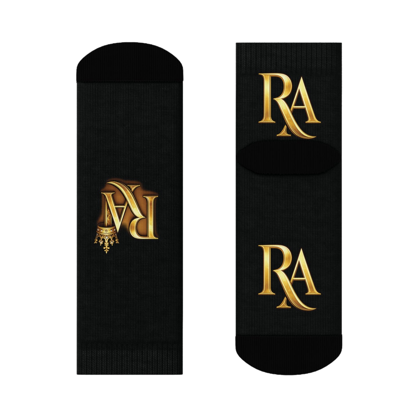 Luxury Lettered Socks with Gold 'RA' Monogram