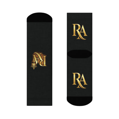 Luxury Lettered Socks with Gold 'RA' Monogram