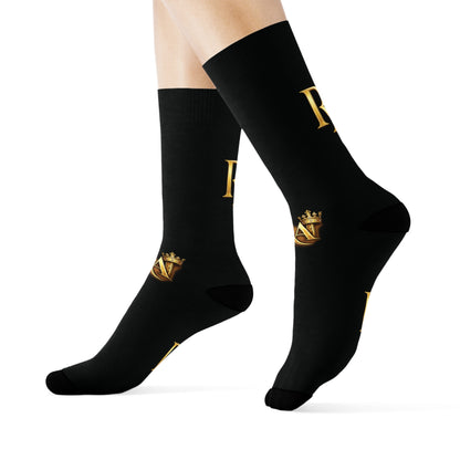 Luxury Lettered Socks with Gold 'RA' Monogram