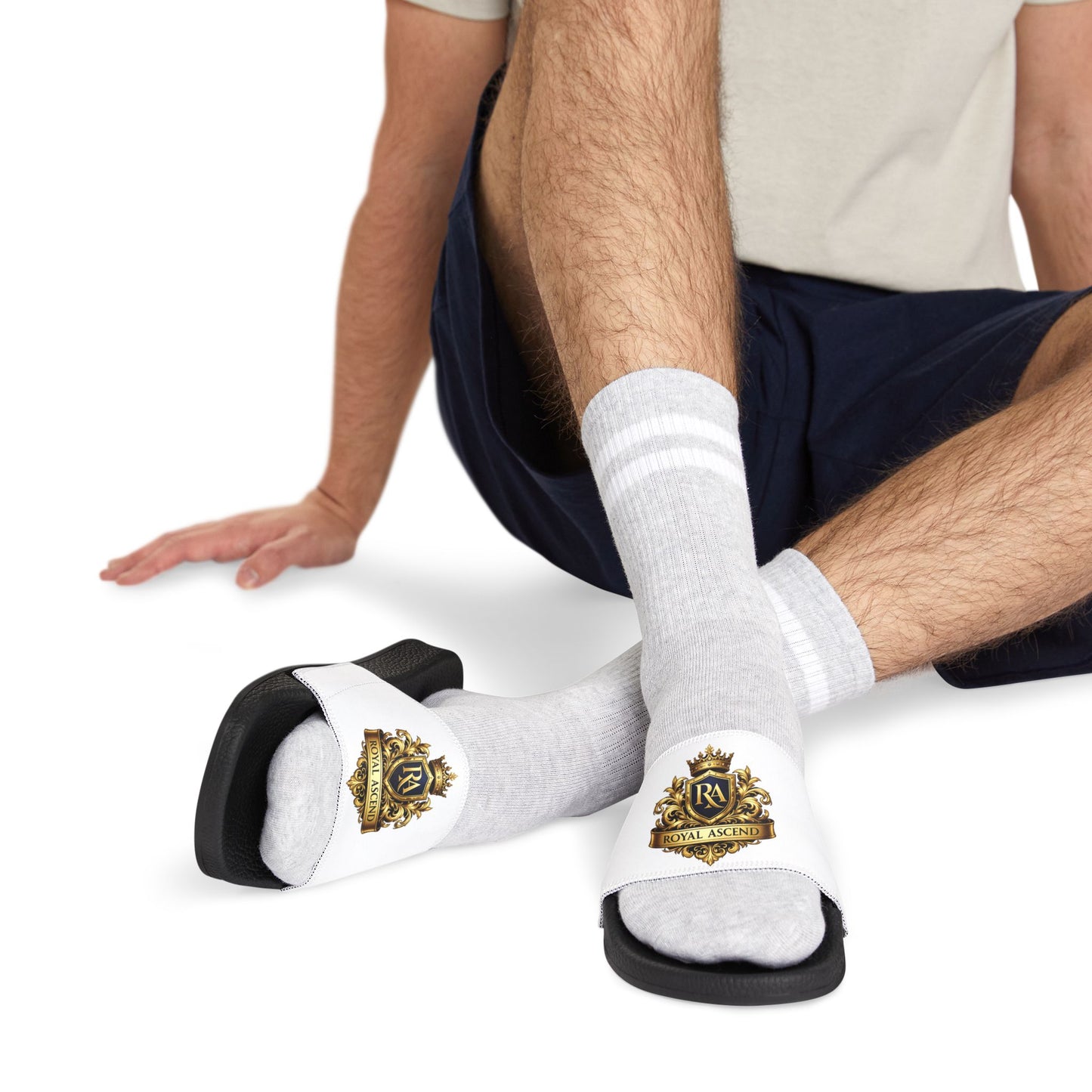 Slide Sandals — Classic Gold Crest Logo Removable-Strap Slides