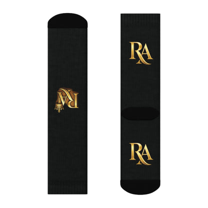 Luxury Lettered Socks with Gold 'RA' Monogram