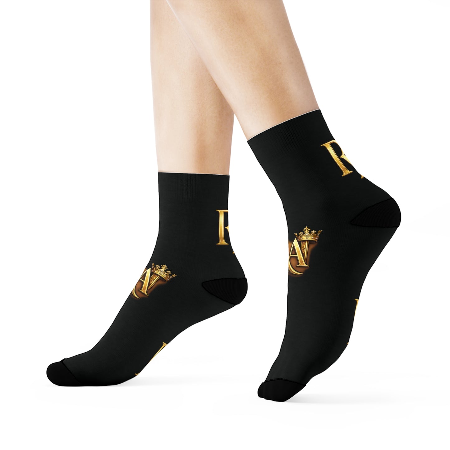 Luxury Lettered Socks with Gold 'RA' Monogram