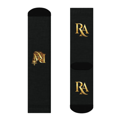 Luxury Lettered Socks with Gold 'RA' Monogram