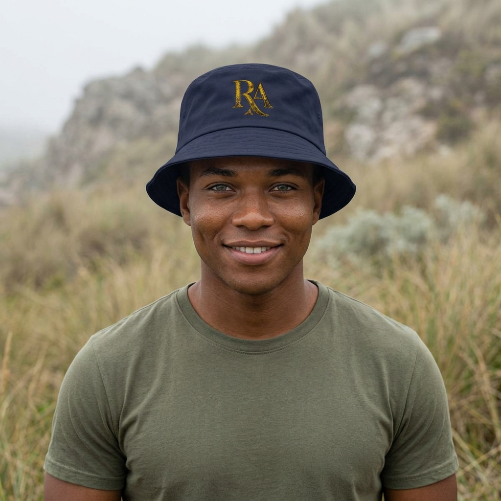 Embroidered 'RA' Gold Logo Bucket Hat