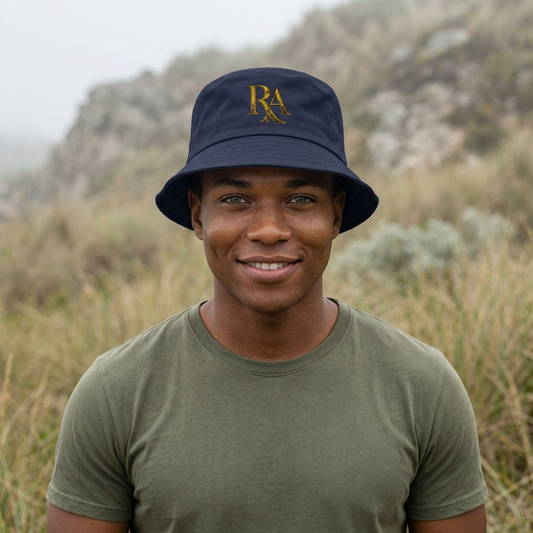 Embroidered 'RA' Gold Logo Bucket Hat