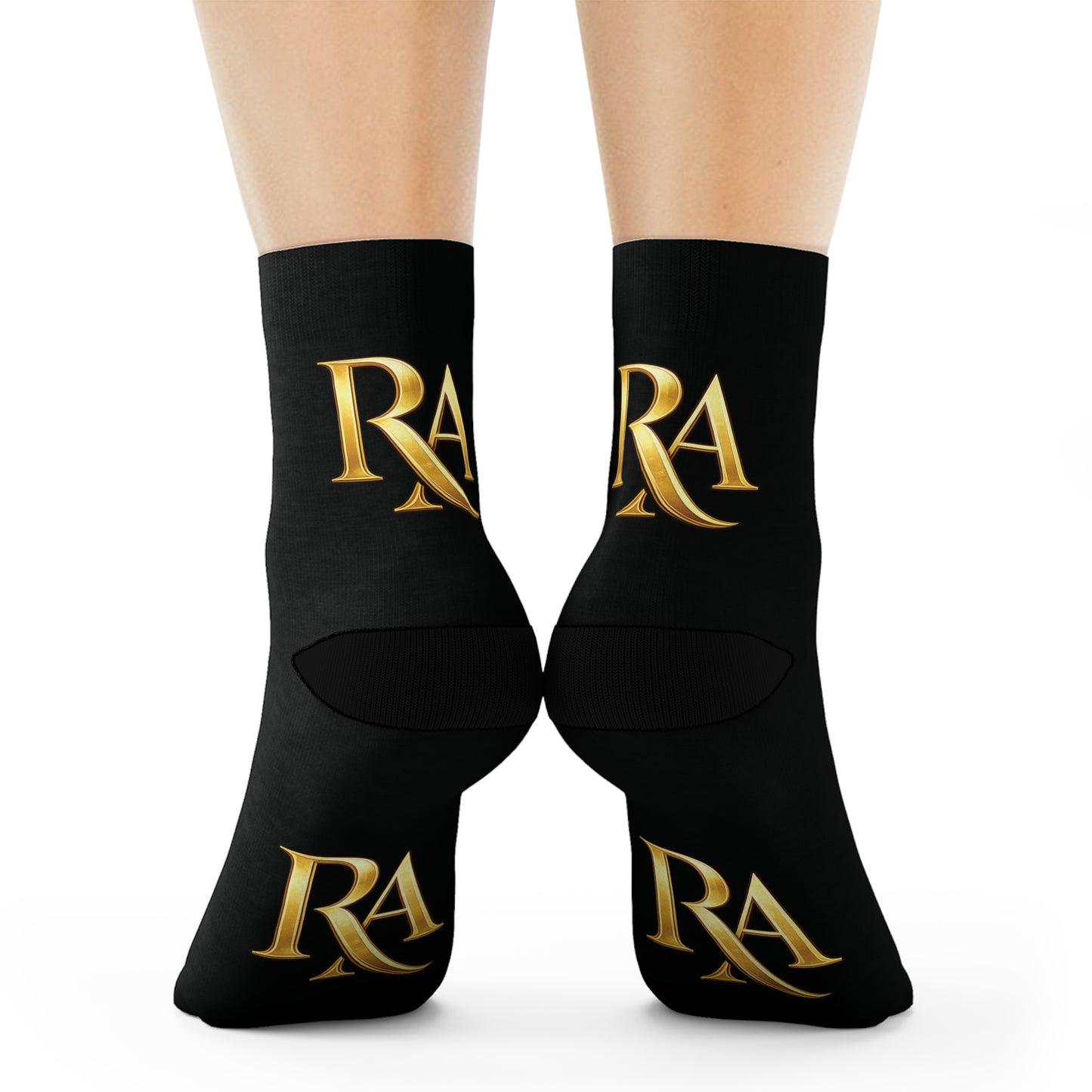 Luxury Lettered Socks with Gold 'RA' Monogram