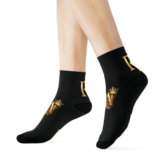 Luxury Lettered Socks with Gold 'RA' Monogram
