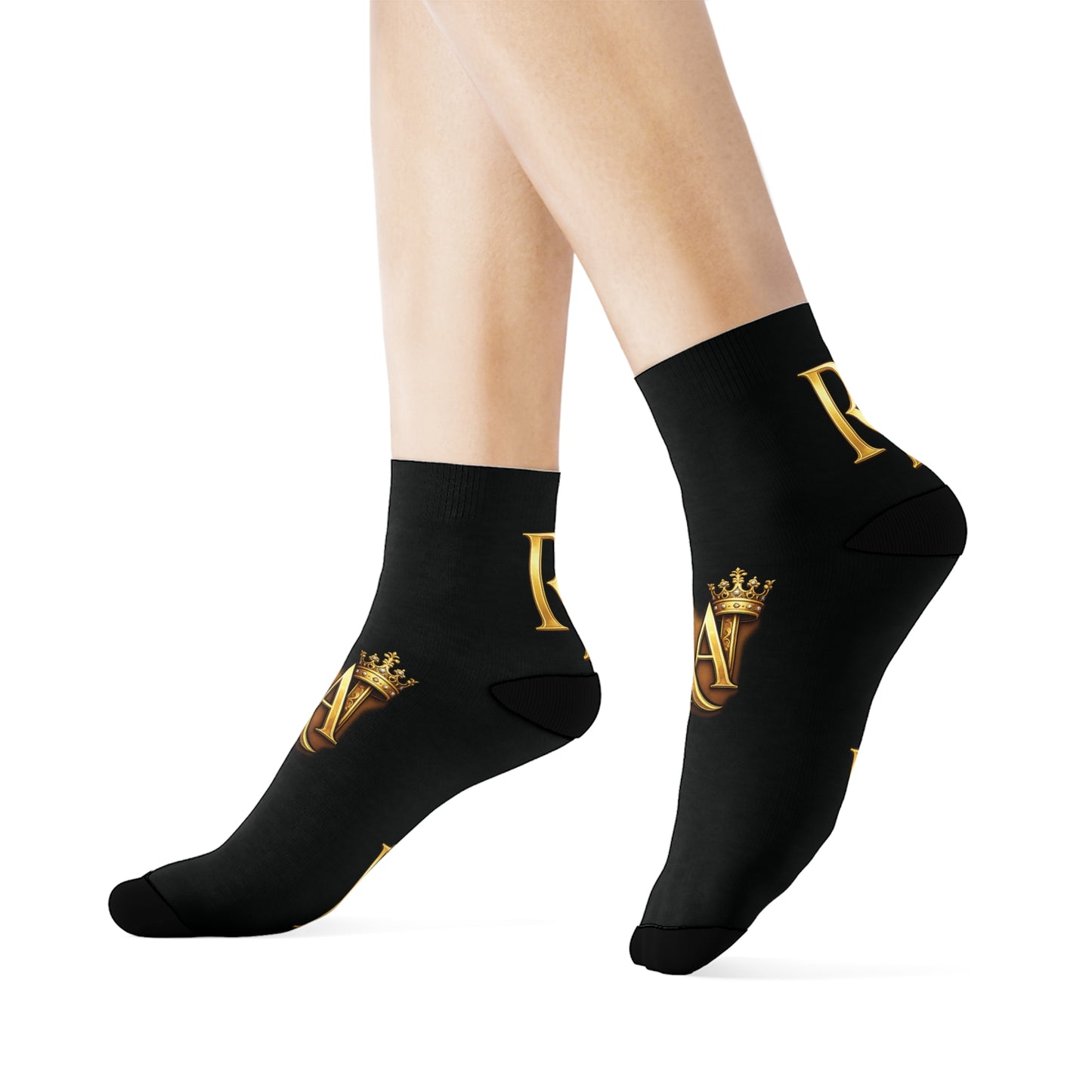 Luxury Lettered Socks with Gold 'RA' Monogram
