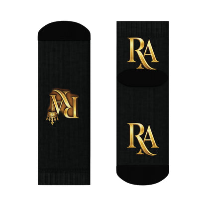 Luxury Lettered Socks with Gold 'RA' Monogram