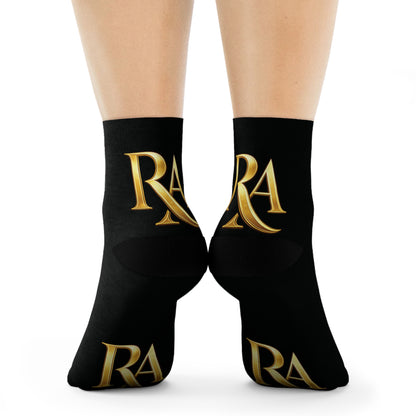 Luxury Lettered Socks with Gold 'RA' Monogram