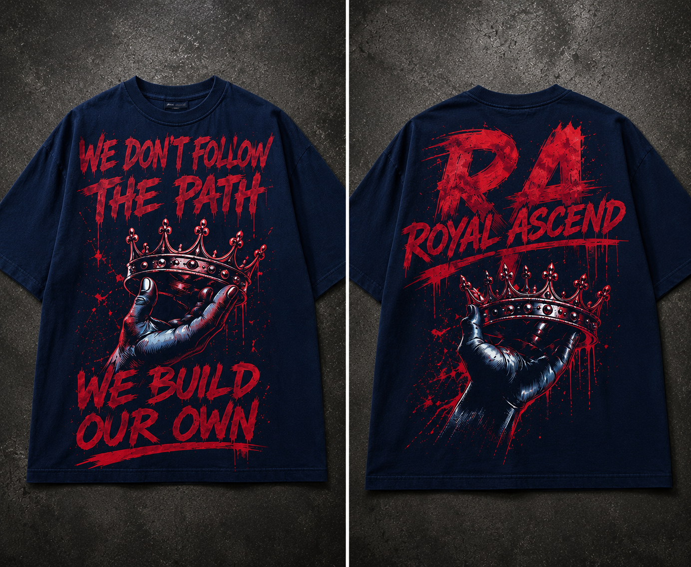 Royal Ascend™ “Build Our Own” Premium Boxy Tee – Midnight Blue Edition